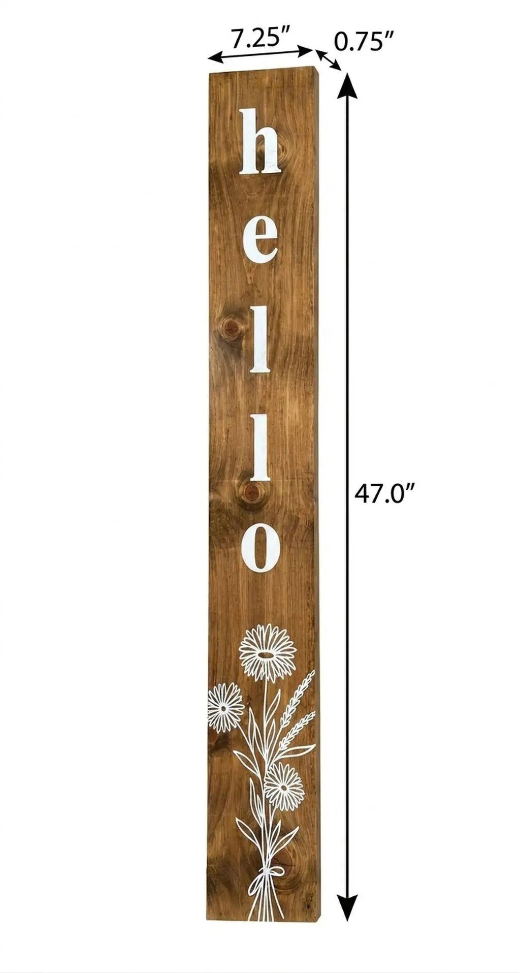 47" Natural And White Solid Wood Wildflowers Hello Porch Sign Homeroots Outdoor