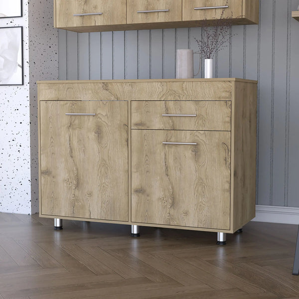 47" Natural Console Accent Cabinet With Three Shelves And One Drawer Homeroots Kitchen & Dining
