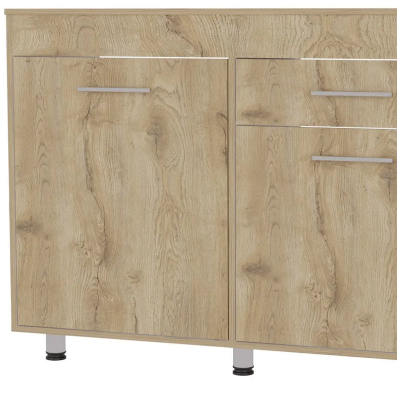 47" Natural Console Accent Cabinet With Three Shelves And One Drawer Homeroots Kitchen & Dining