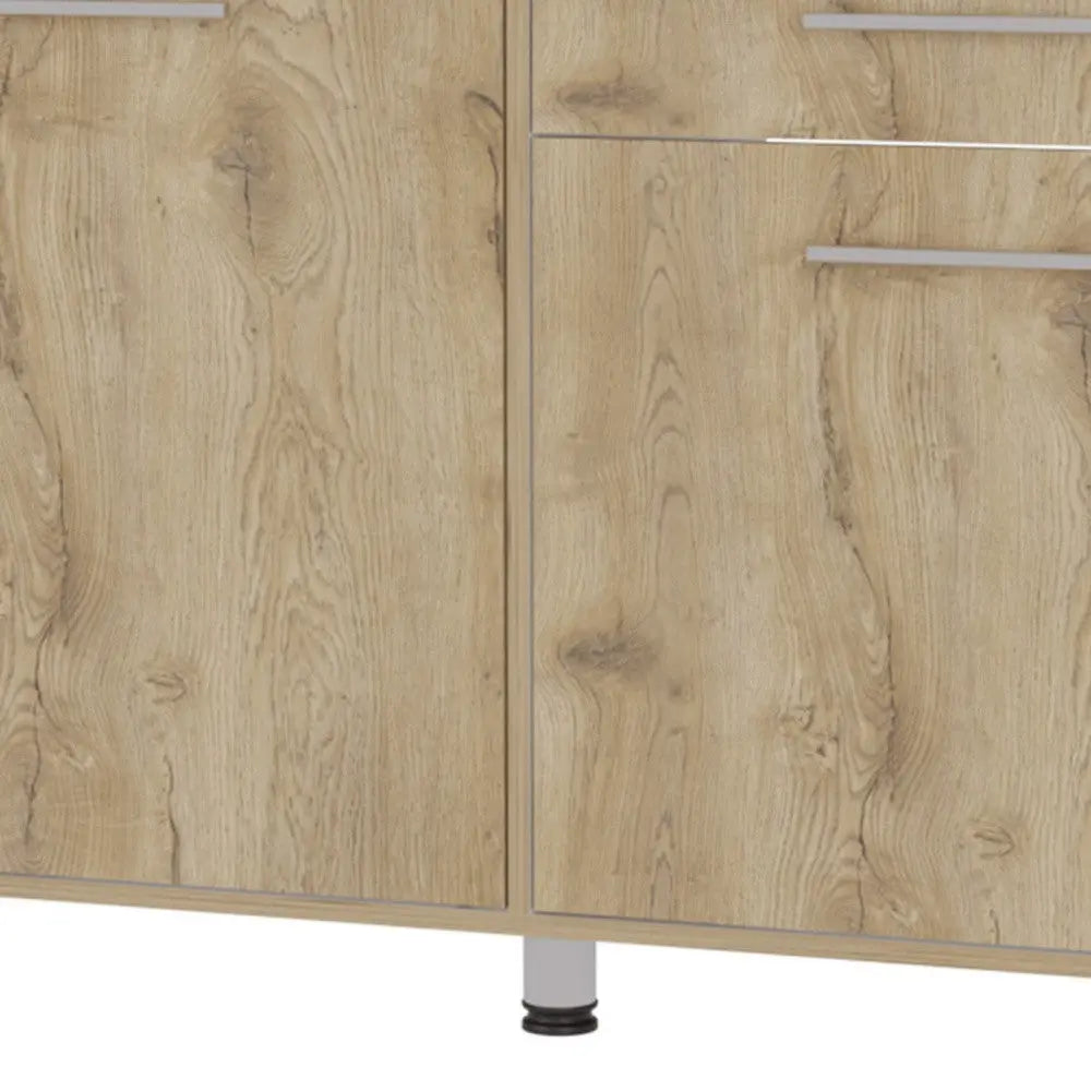 47" Natural Console Accent Cabinet With Three Shelves And One Drawer Homeroots Kitchen & Dining