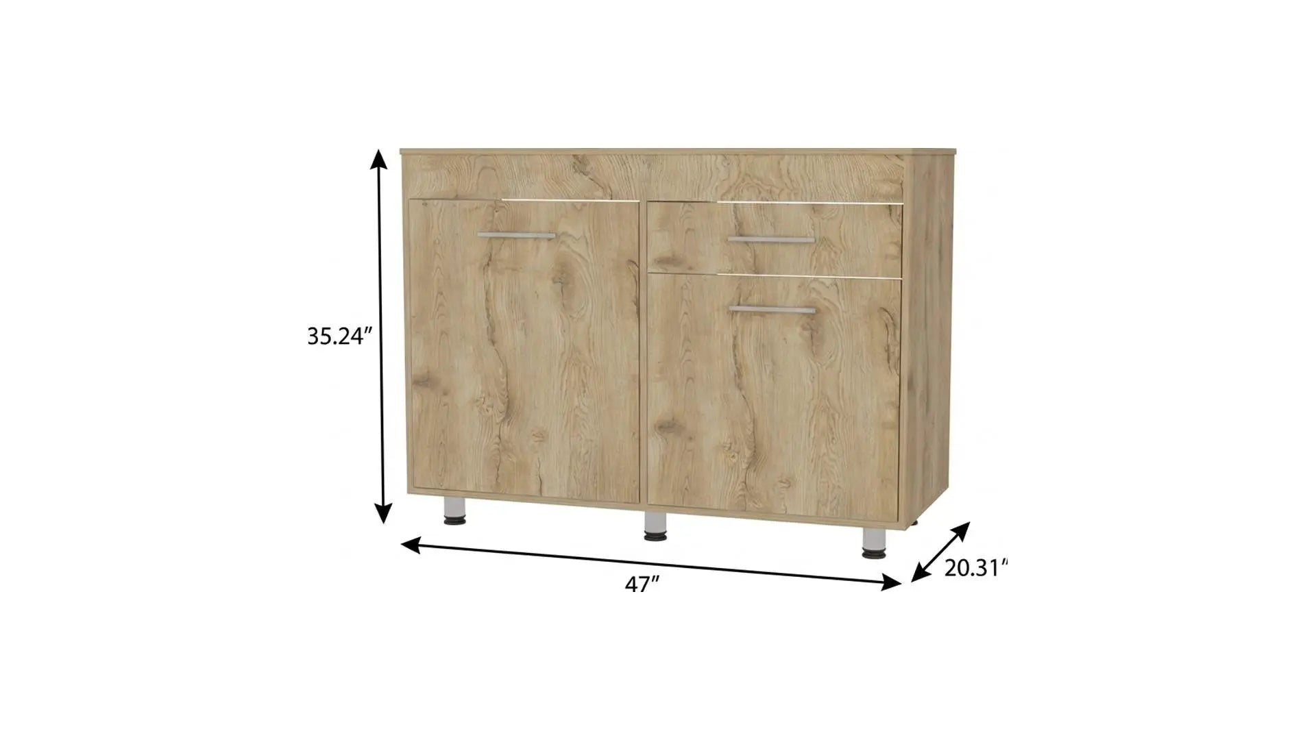 47" Natural Console Accent Cabinet With Three Shelves And One Drawer Homeroots Kitchen & Dining