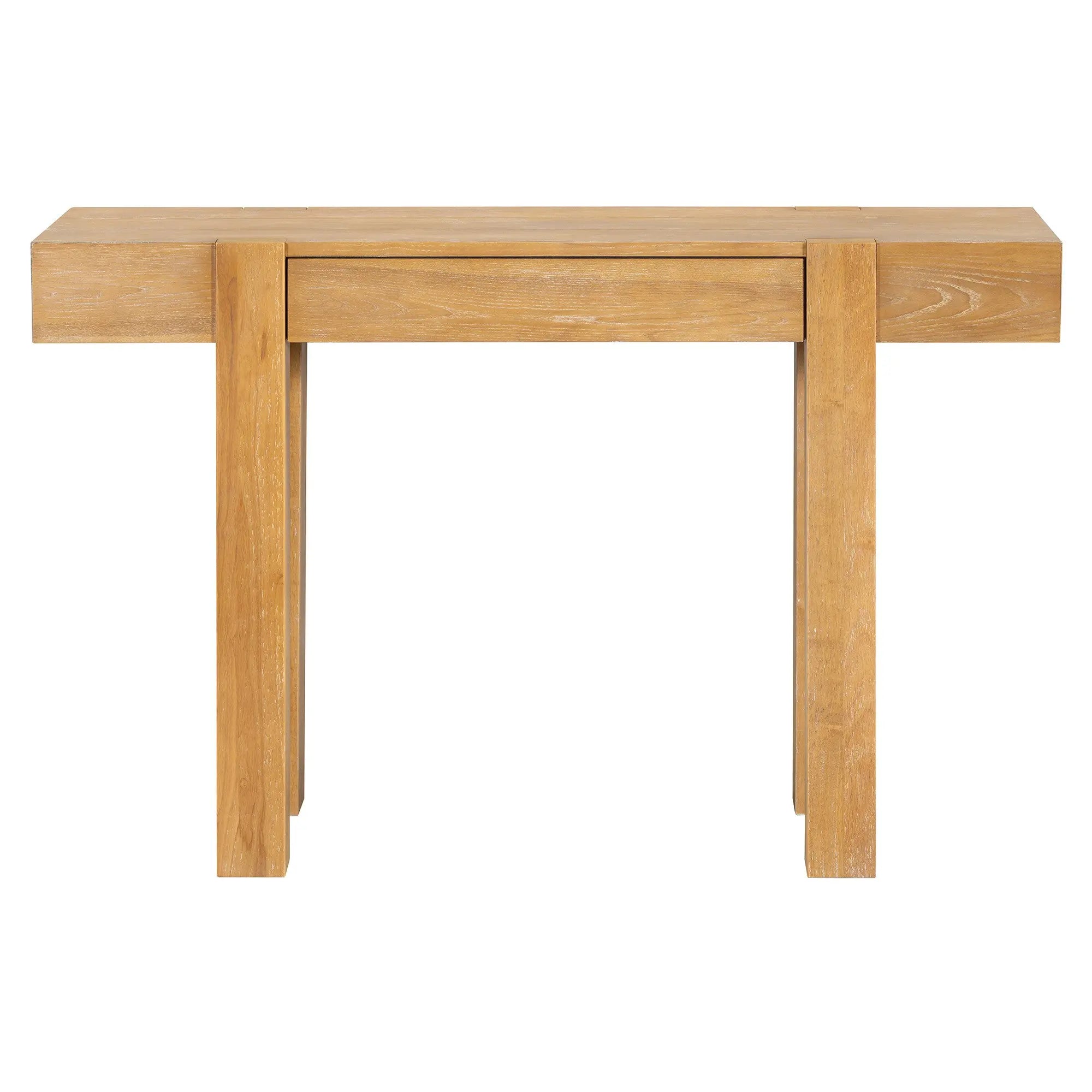 47" Natural Wood Console Table With USB And Drawer Homeroots Living Room