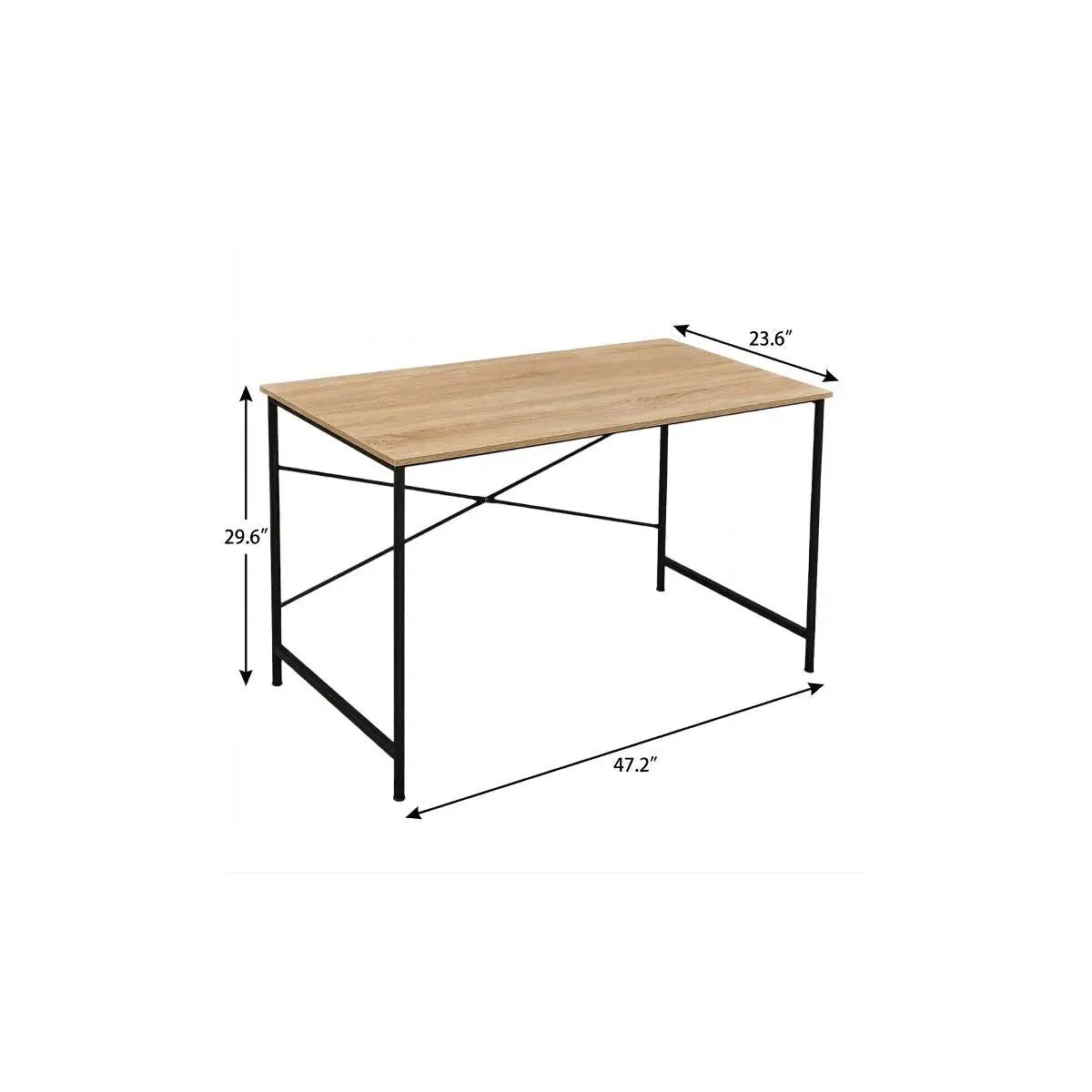 47" Natural and Black Wood and Metal Computer Desk Homeroots Office