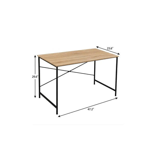 47" Natural and Black Wood and Metal Computer Desk Homeroots Office