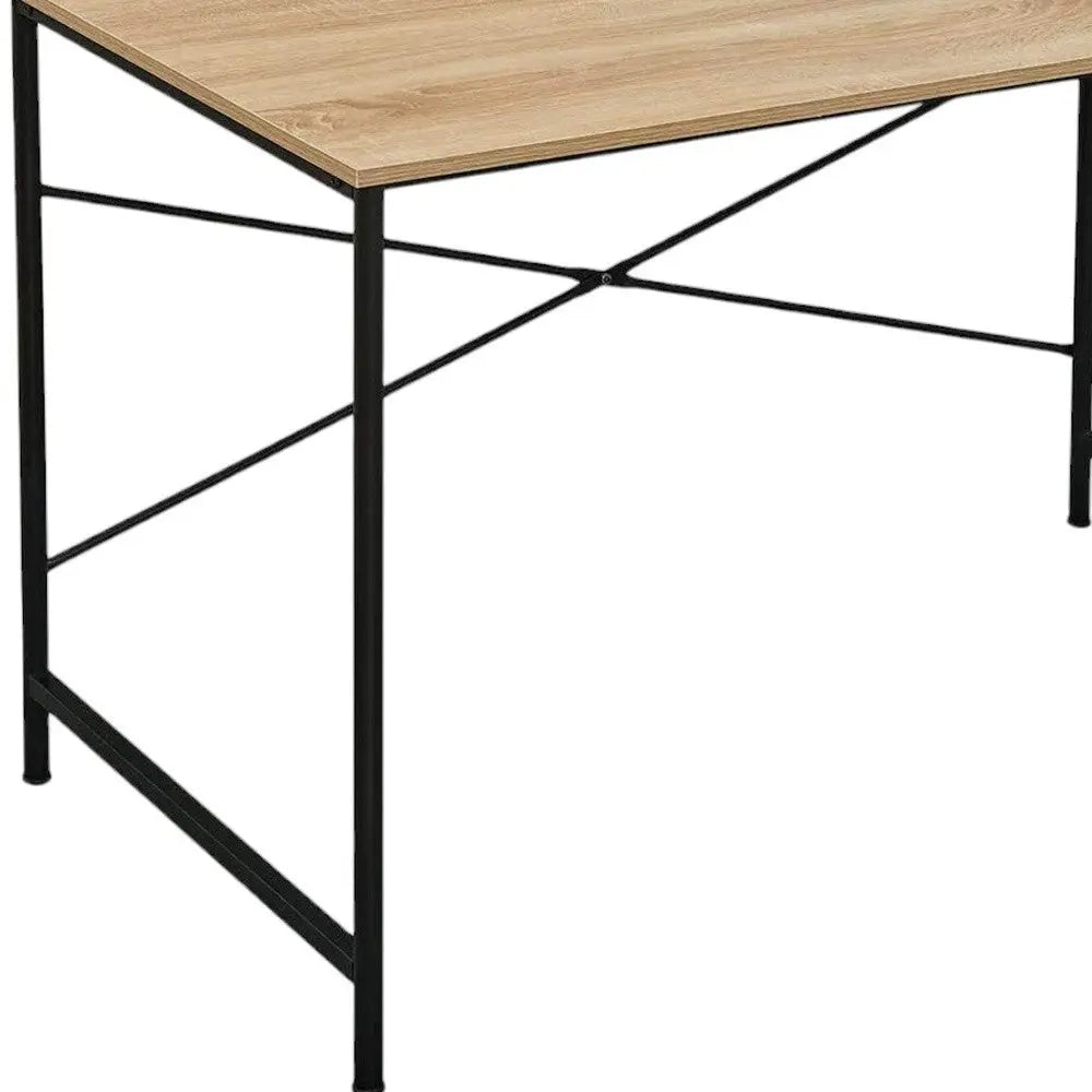47" Natural and Black Wood and Metal Computer Desk Homeroots Office