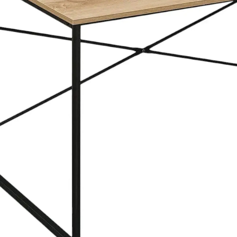 47" Natural and Black Wood and Metal Computer Desk Homeroots Office
