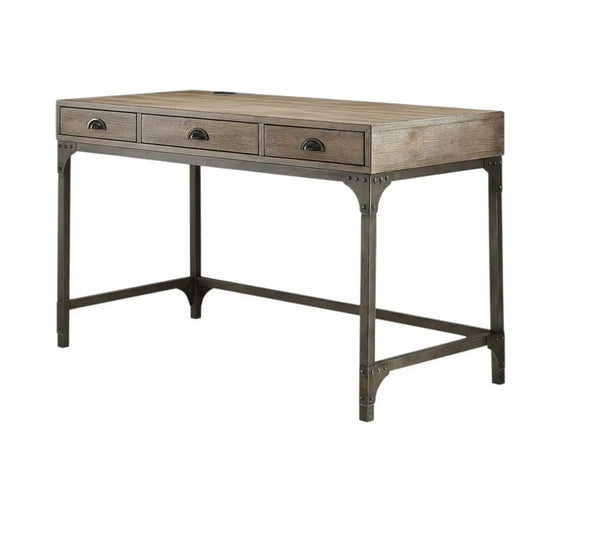 47" Natural and Gray Writing Desk With Three Drawers Homeroots Office