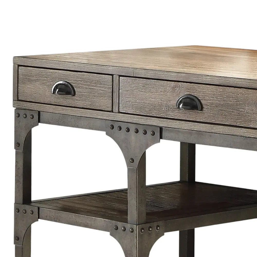 47" Natural and Gray Writing Desk With Three Drawers Homeroots Office