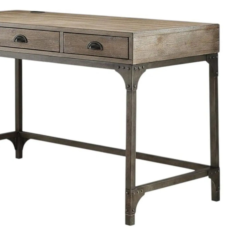 47" Natural and Gray Writing Desk With Three Drawers Homeroots Office