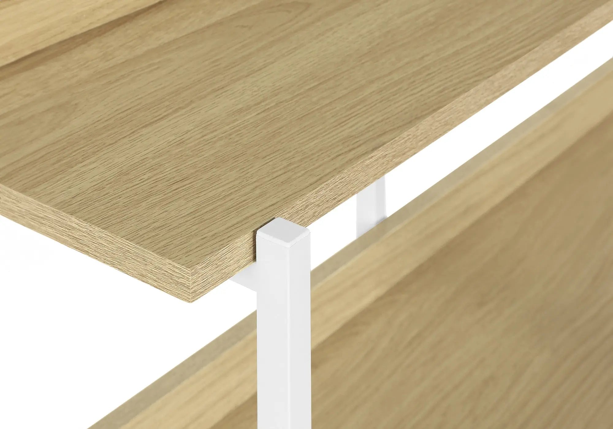 47" Natural and White Wood and Metal Frame Console Table With Three Shelves Homeroots Living Room
