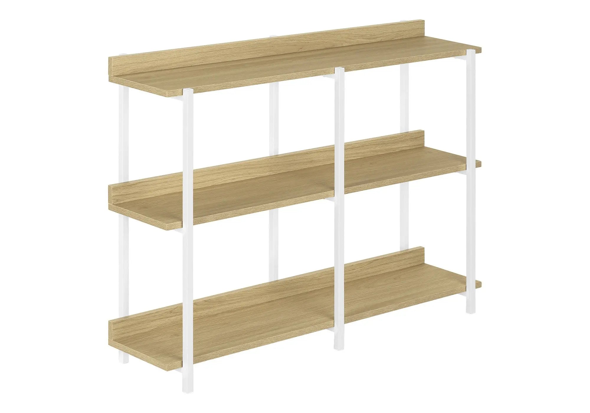47" Natural and White Wood and Metal Frame Console Table With Three Shelves Homeroots Living Room