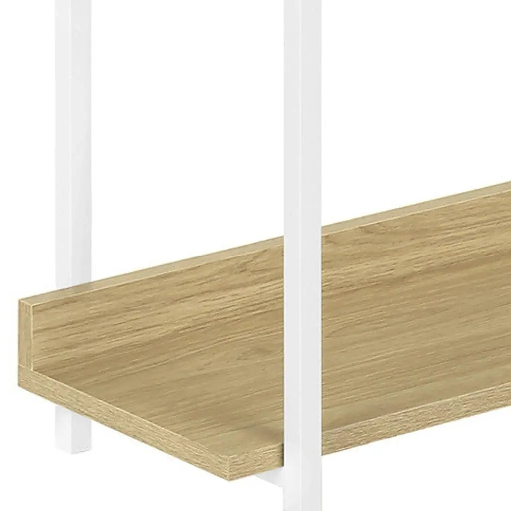 47" Natural and White Wood and Metal Frame Console Table With Three Shelves Homeroots Living Room