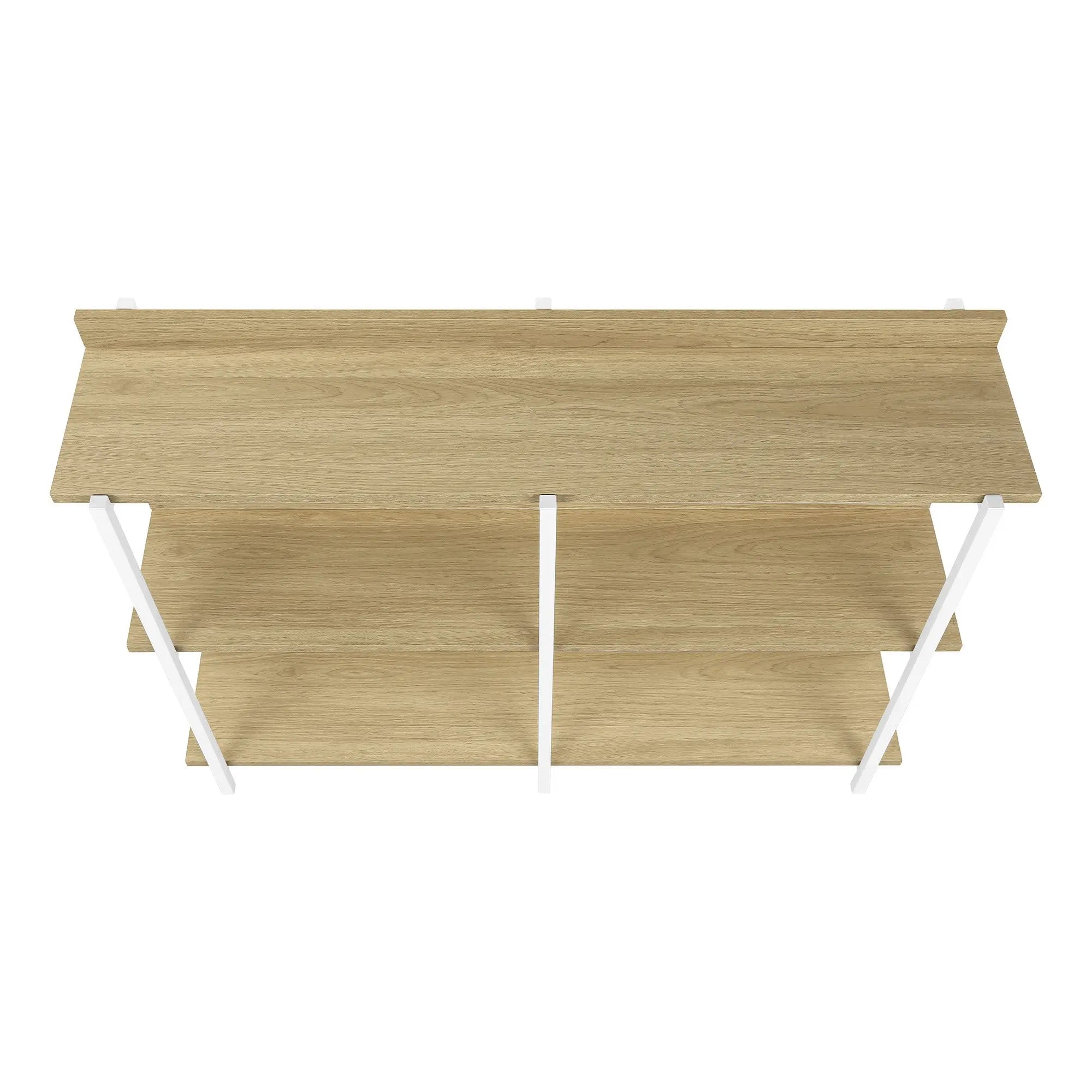 47" Natural and White Wood and Metal Frame Console Table With Three Shelves Homeroots Living Room