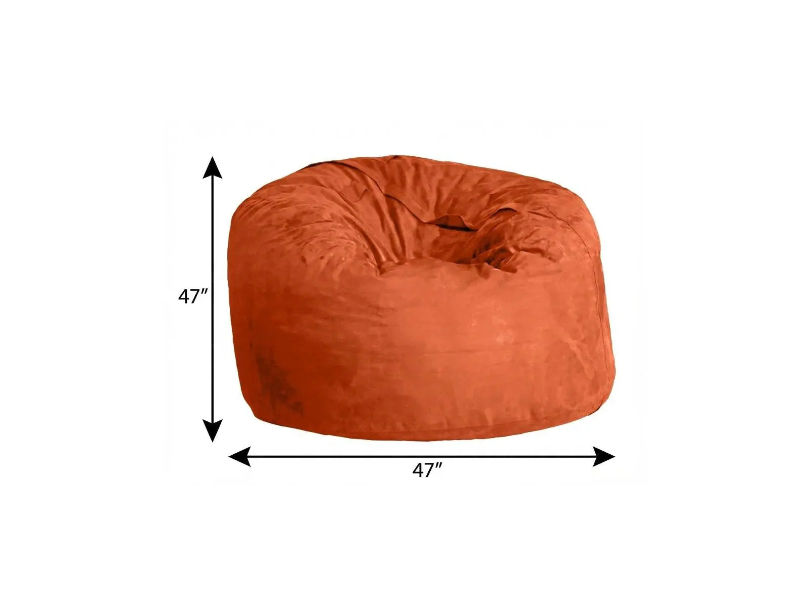 47" Orange Microsuede Classic Bean Bag Homeroots Living Room