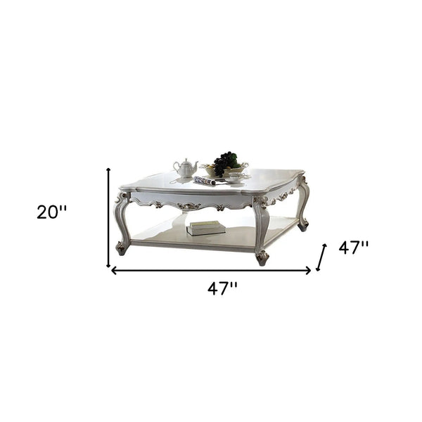 47" Pearl Wood Coffee Table With Shelf - GreatEagleInc