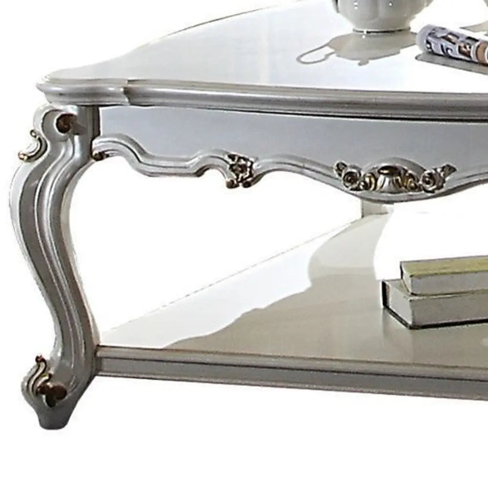 47" Pearl Wood Coffee Table With Shelf - GreatEagleInc