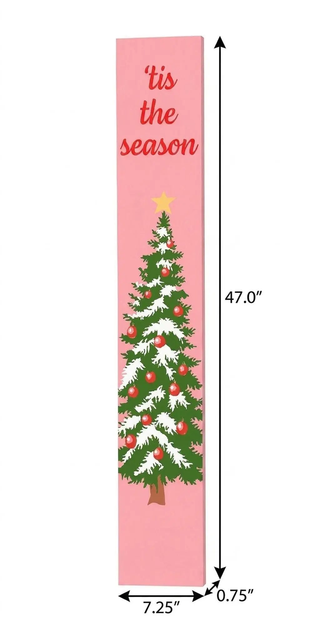 47" Pink And Green Solid Wood Christmas Christmas Tree Porch Sign Homeroots Outdoor