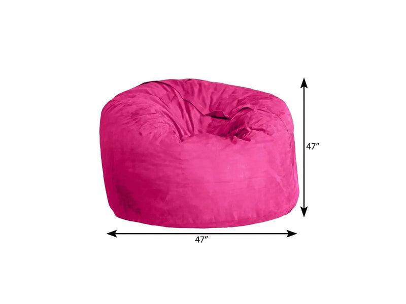 47" Pink Microsuede Classic Bean Bag Homeroots Living Room