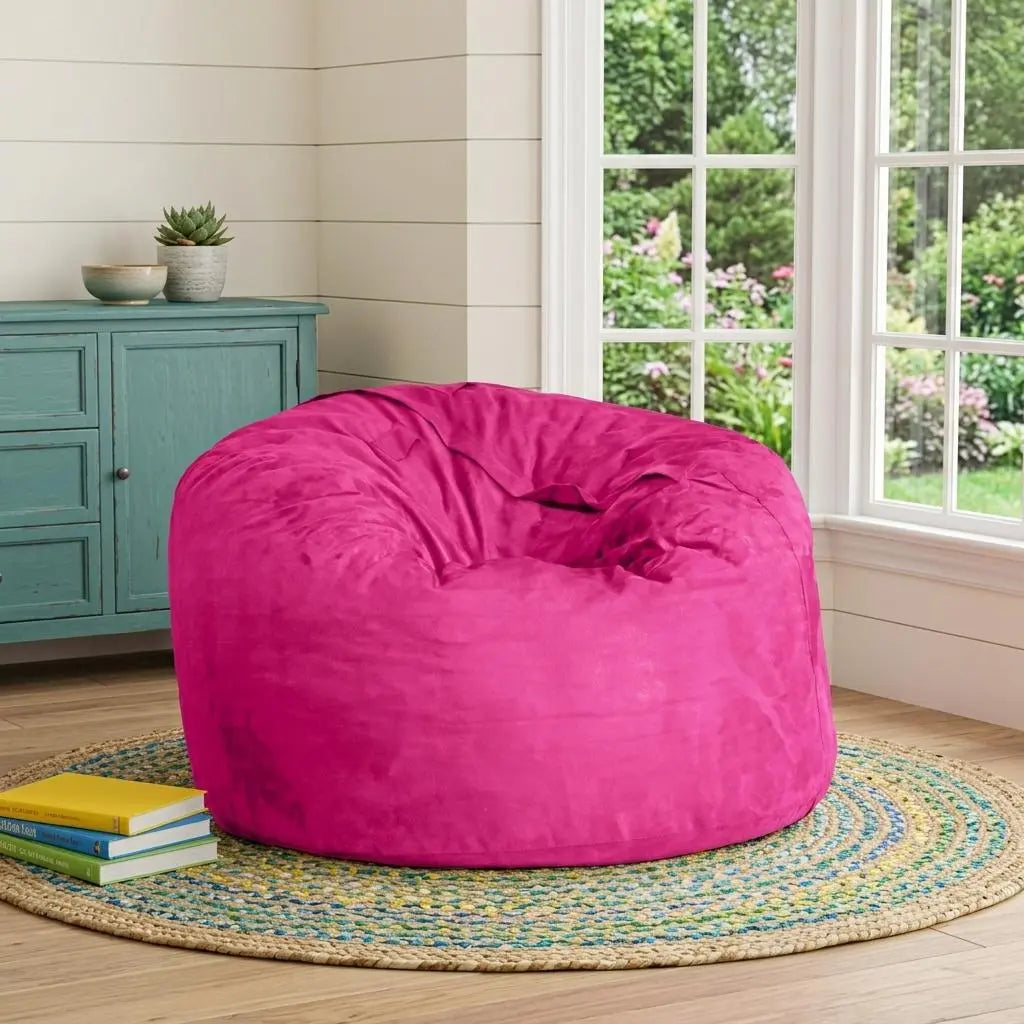 47" Pink Microsuede Classic Bean Bag Homeroots Living Room
