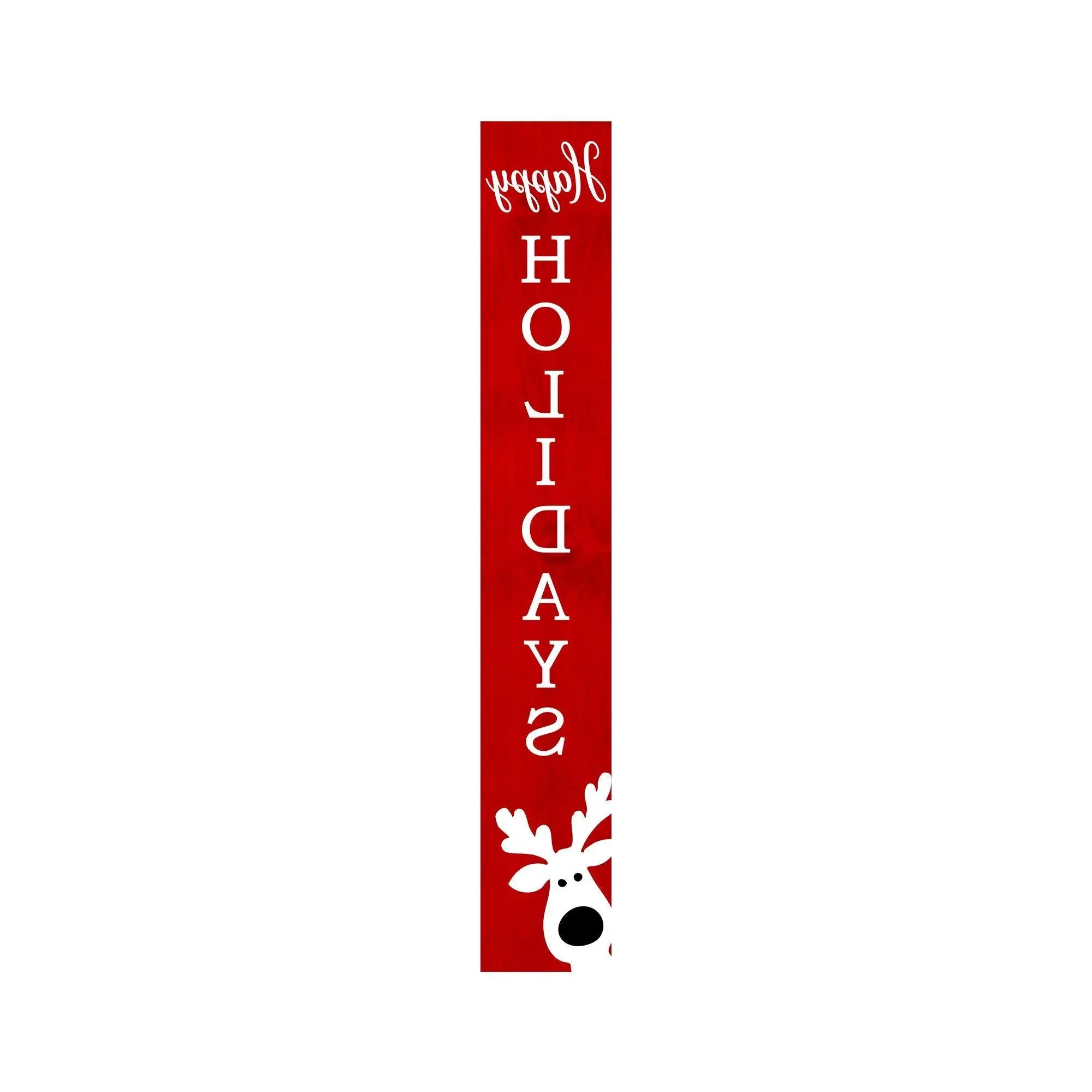 47" Red And White Solid Wood Happy Holidays Christmas Reindeer Porch Sign Homeroots Outdoor