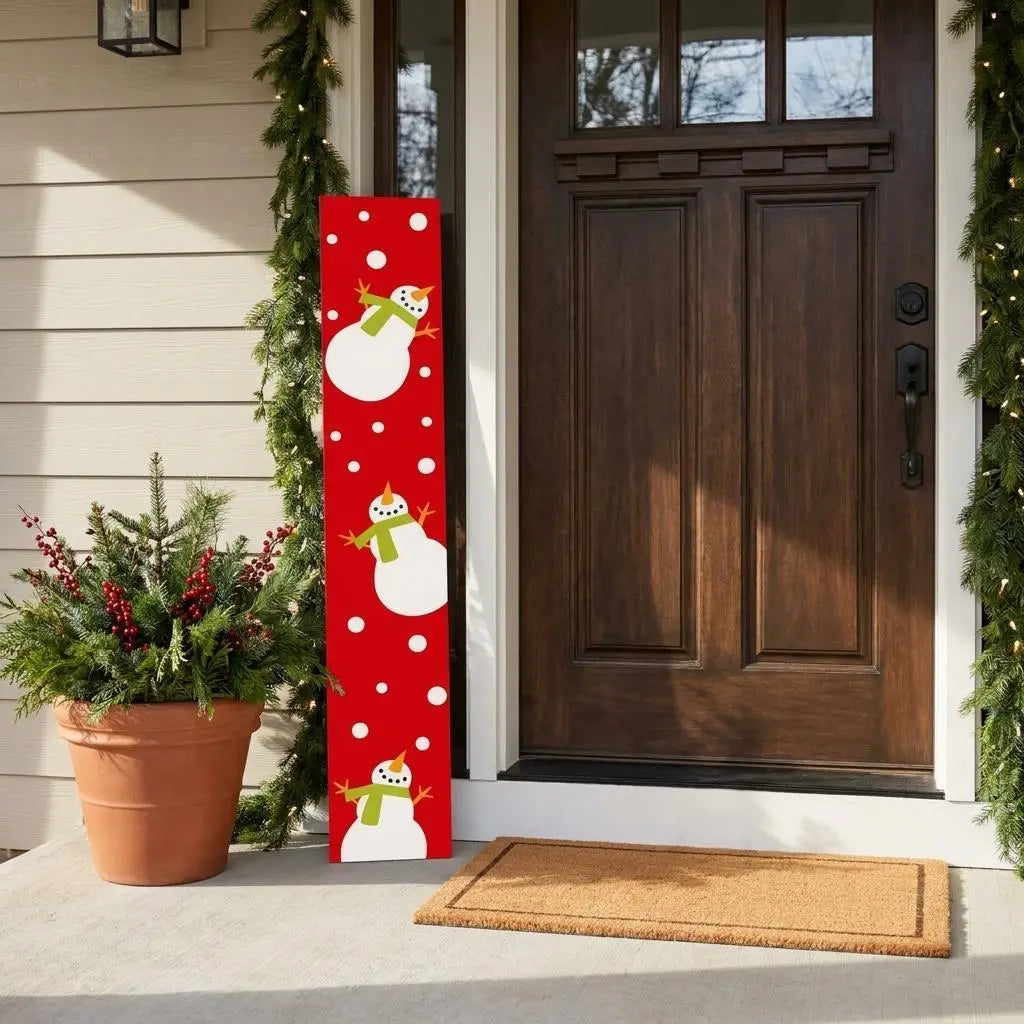 47" Red And White Solid Wood Porch Sign Homeroots Outdoor
