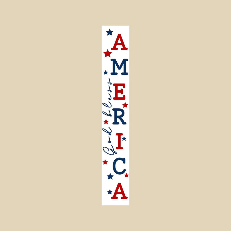 47" Red White And Blue Solid Wood God Bless America Porch Sign Homeroots Outdoor