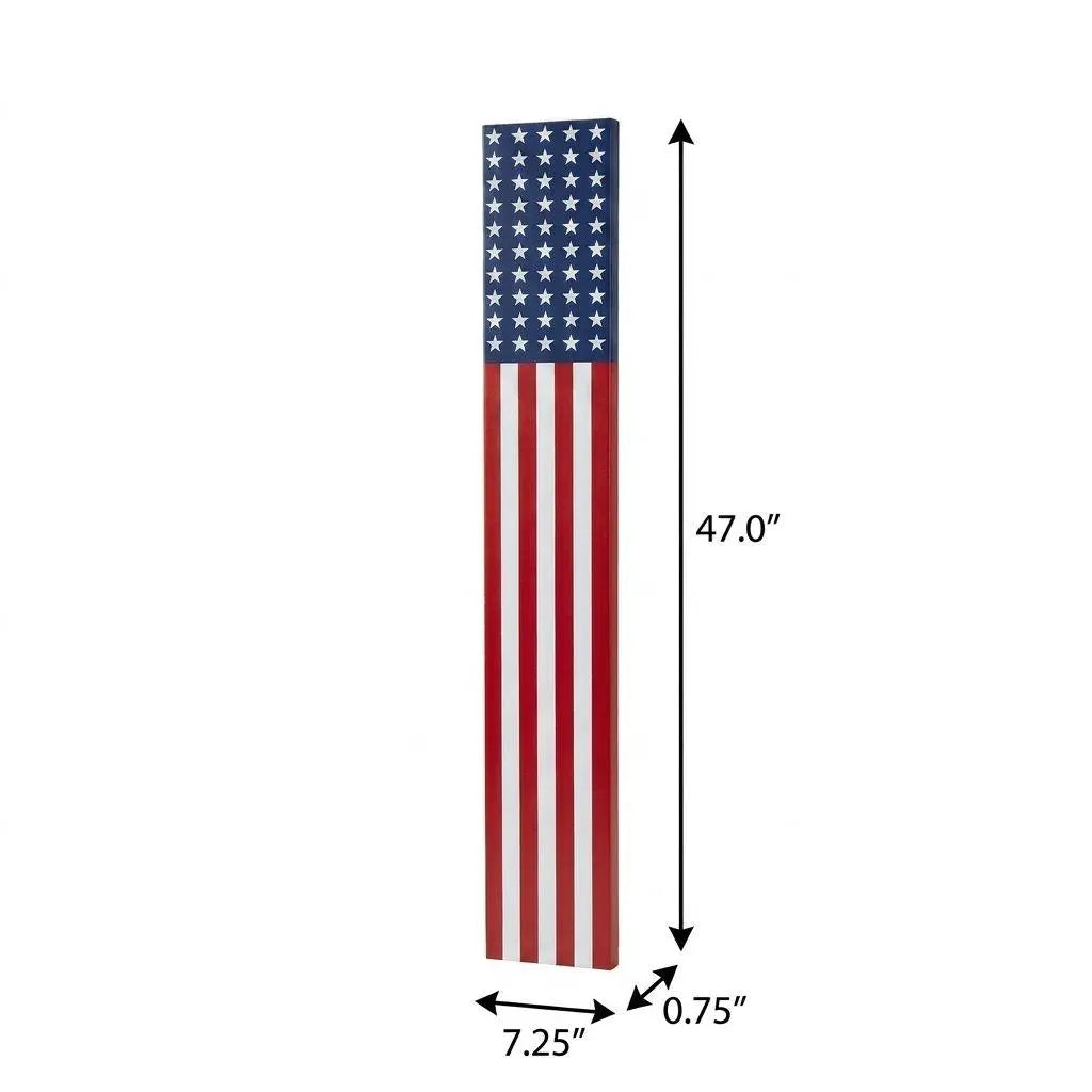 47" Red White And Blue Stars And Stripes Solid Wood Porch Sign Homeroots Outdoor