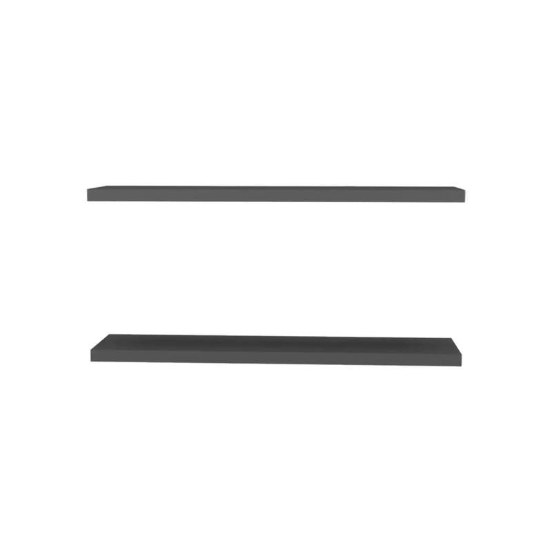 47" Set Of Two Dark Gray Wood Wall Mounted Floating Shelves - GreatEagleInc
