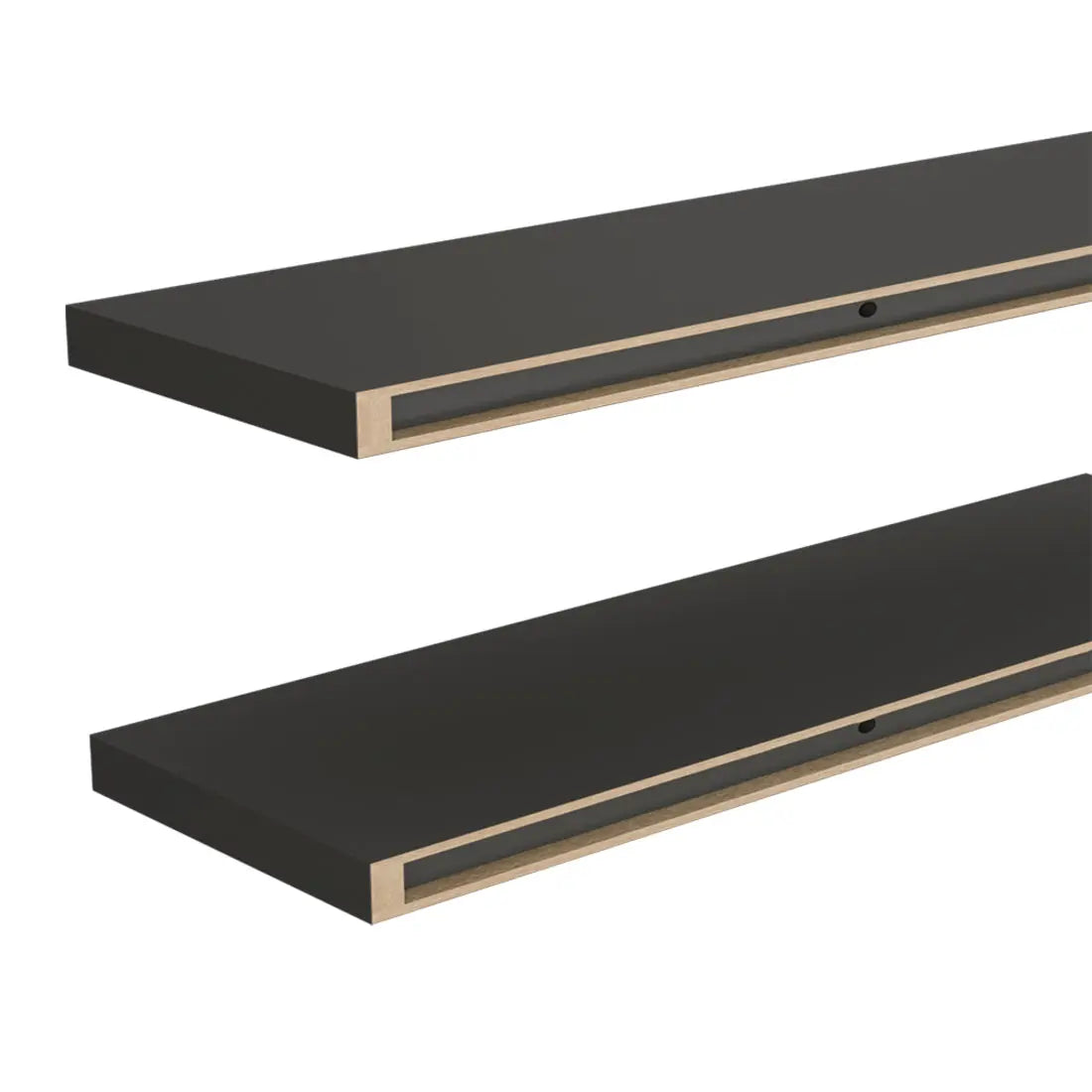 47" Set Of Two Dark Gray Wood Wall Mounted Floating Shelves - GreatEagleInc