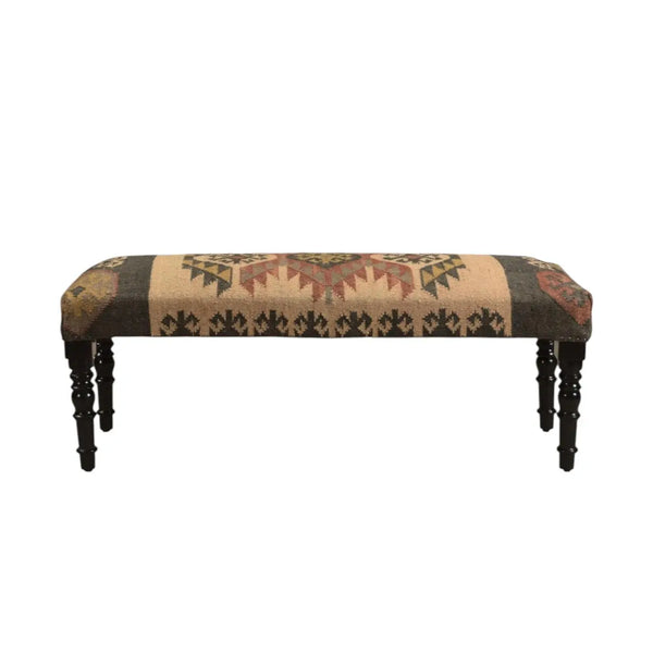 47" Shades of Brown Black Leg Southwest Upholstered Bench Homeroots Living Room