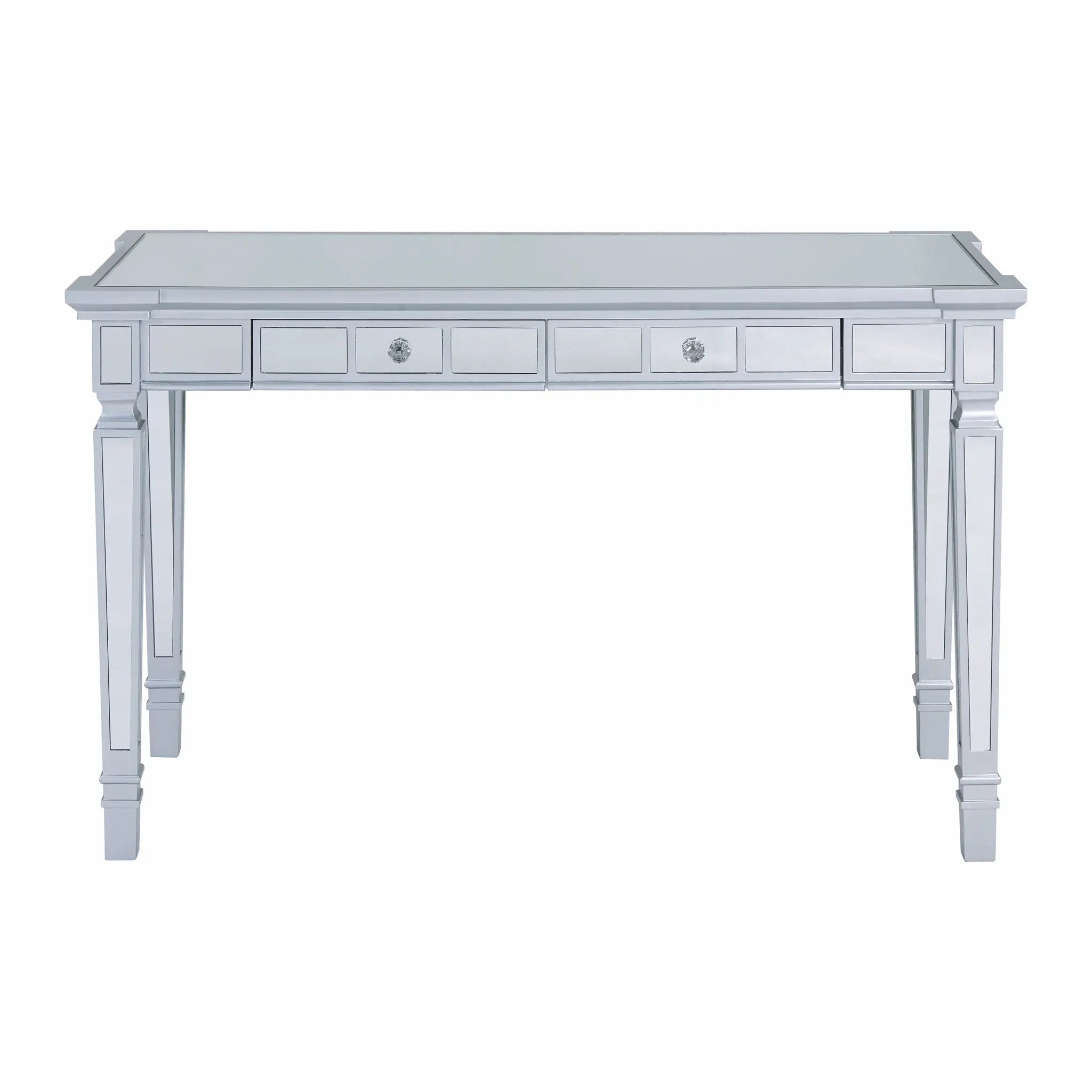 47" Silver Wood Mirrored With Two Drawers Homeroots Office