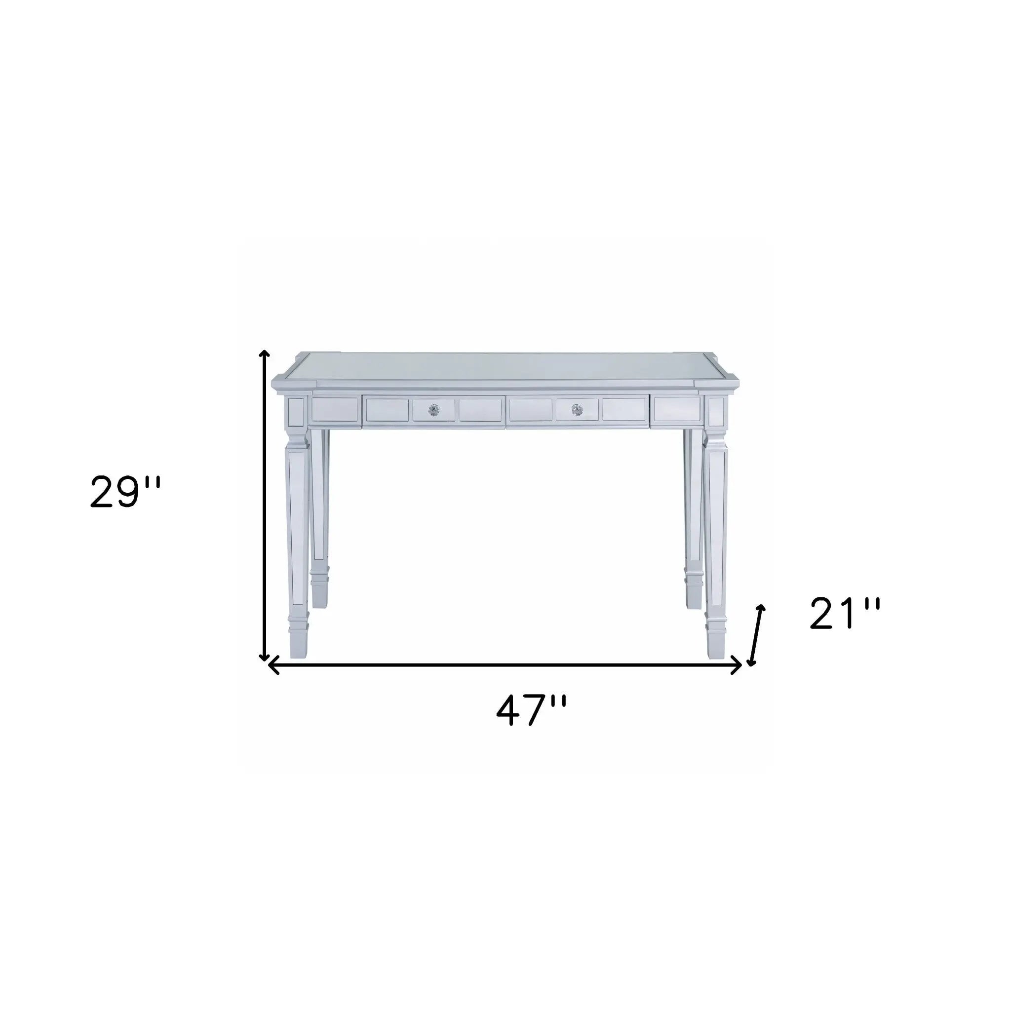 47" Silver Wood Mirrored With Two Drawers Homeroots Office