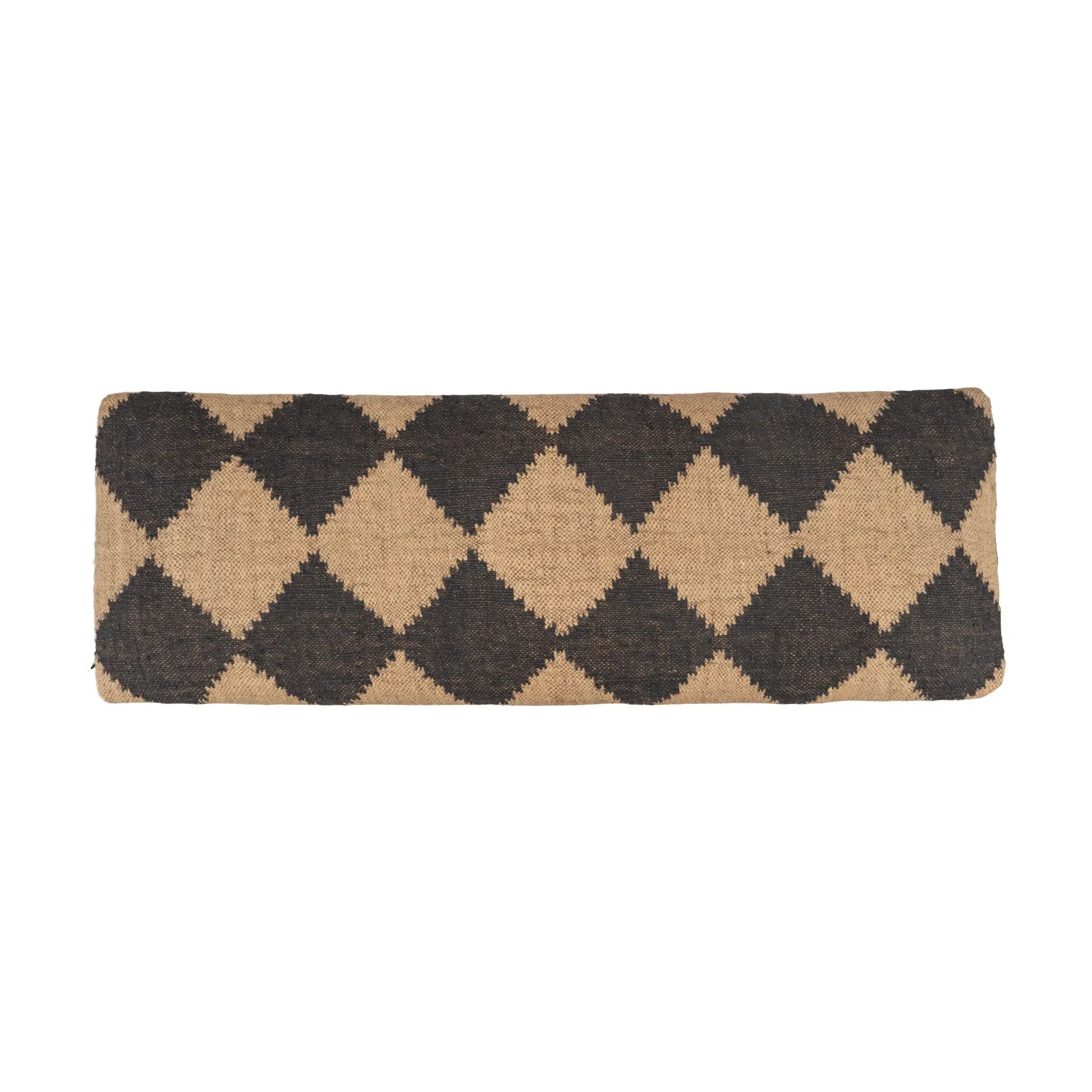 47" Tan And Black Black Leg Checkered Upholstered Bench Homeroots Living Room