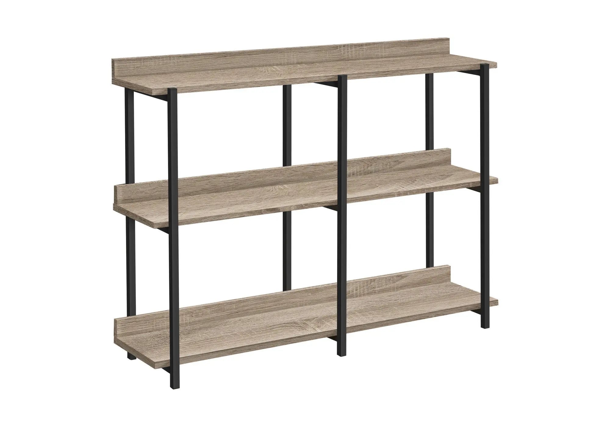 47" Taupe and Black Wood and Metal Frame Console Table With Three Shelves Homeroots Living Room