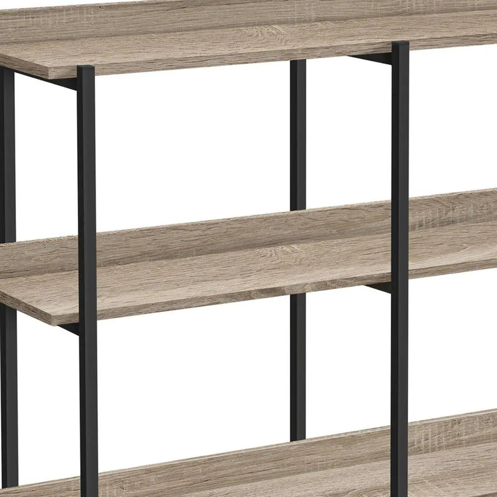 47" Taupe and Black Wood and Metal Frame Console Table With Three Shelves Homeroots Living Room