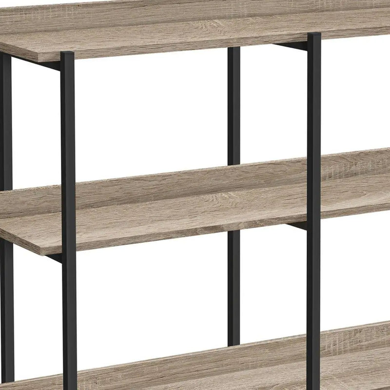 47" Taupe and Black Wood and Metal Frame Console Table With Three Shelves Homeroots Living Room