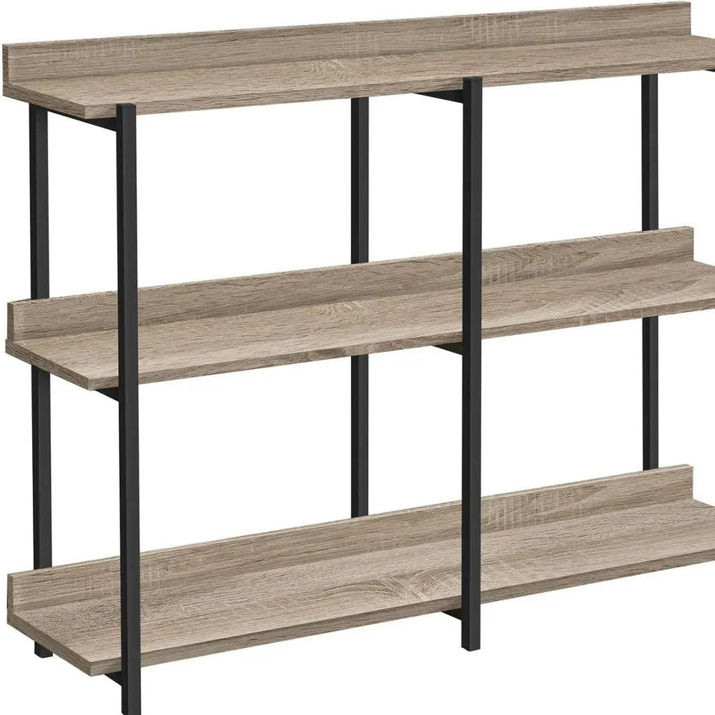 47" Taupe and Black Wood and Metal Frame Console Table With Three Shelves Homeroots Living Room