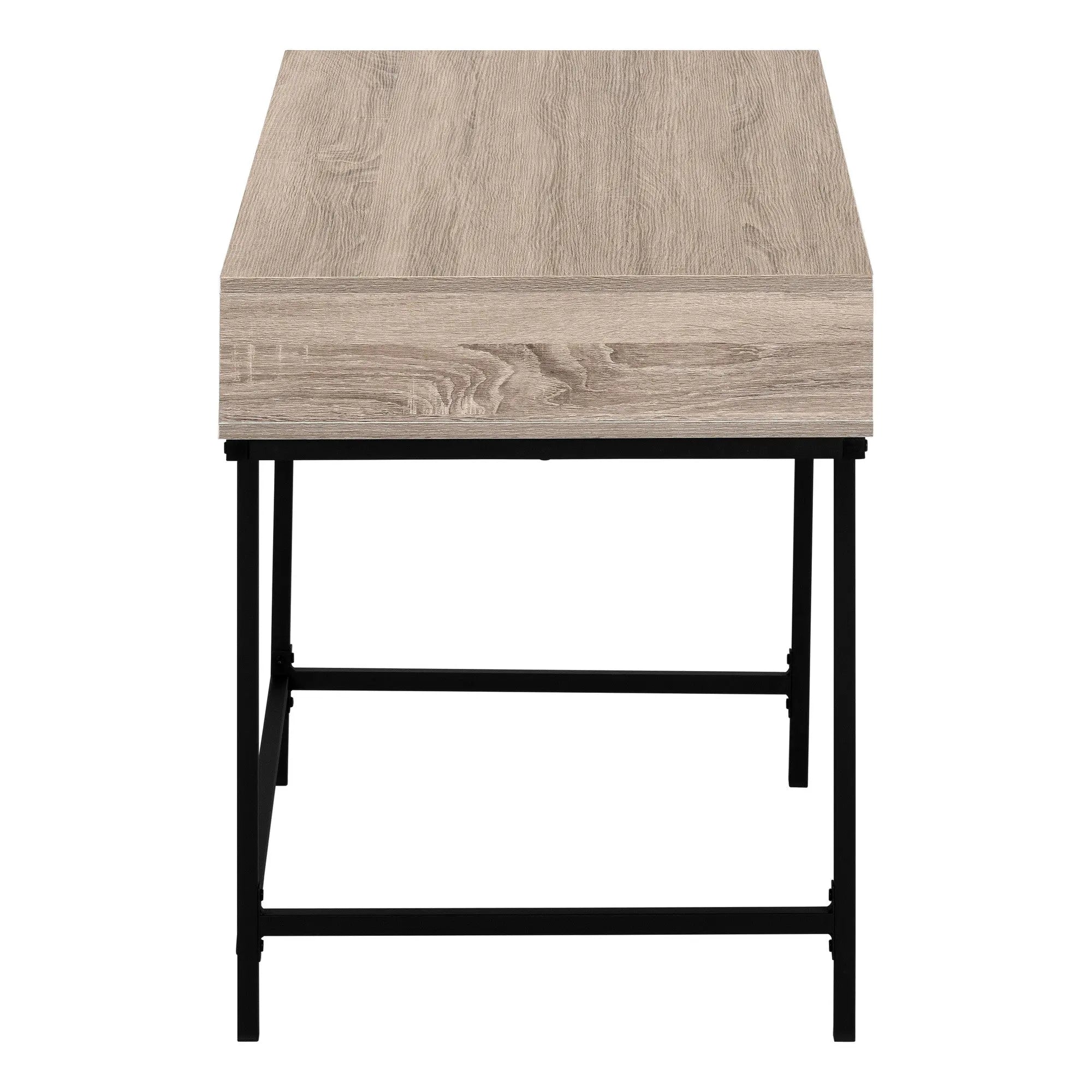 47" Taupe and Black Wood and Metal H-Shape Computer Desk With Two Drawers Homeroots Office