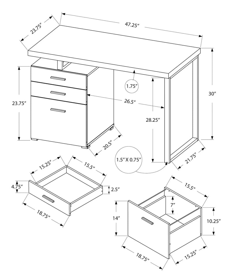 47" Taupe and Black Wood and Metal Sled Computer Desk With Three Drawers Homeroots Office