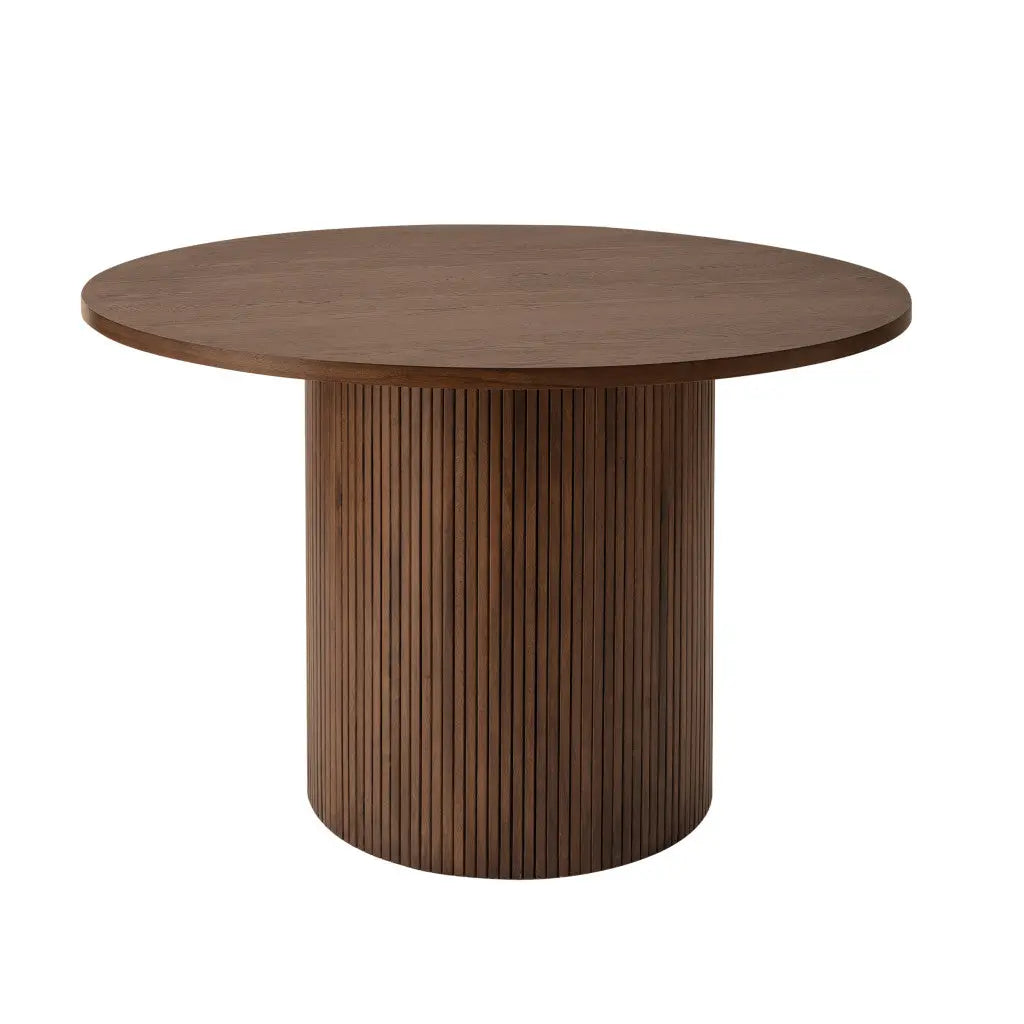 47" Walnut Solid Wood Pedestal Base Round Top Dining Table Homeroots Kitchen & Dining