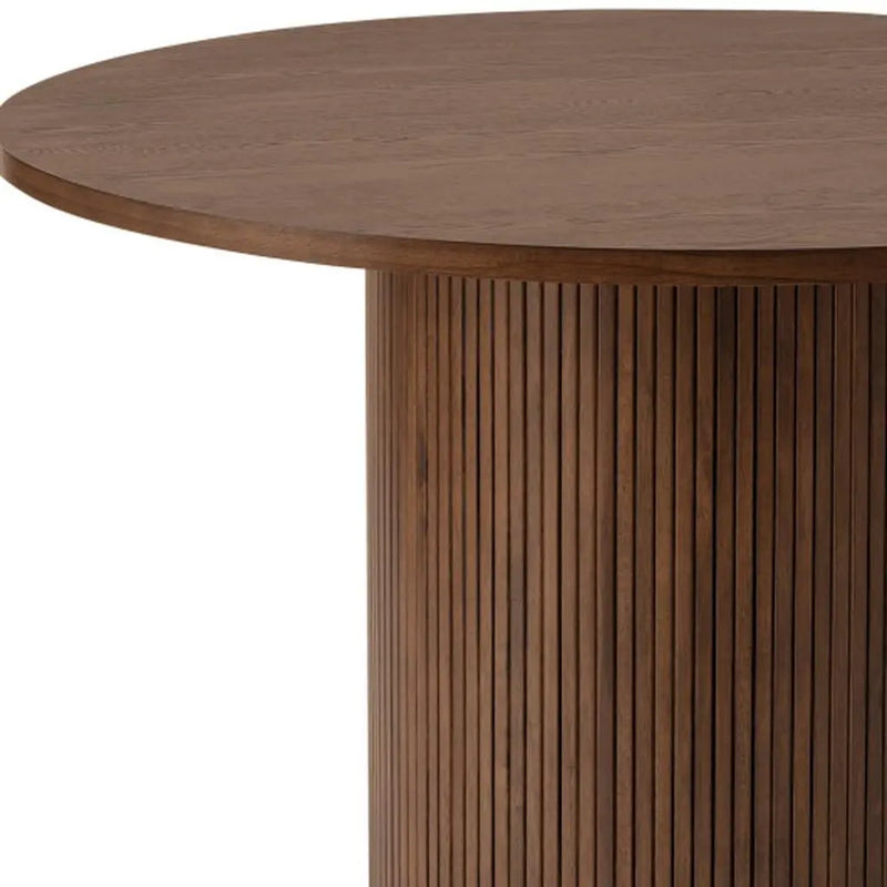 47" Walnut Solid Wood Pedestal Base Round Top Dining Table Homeroots Kitchen & Dining