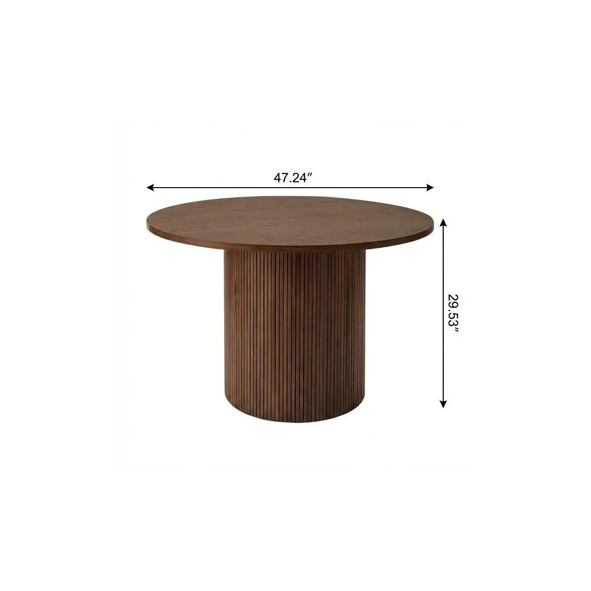 47" Walnut Solid Wood Pedestal Base Round Top Dining Table Homeroots Kitchen & Dining