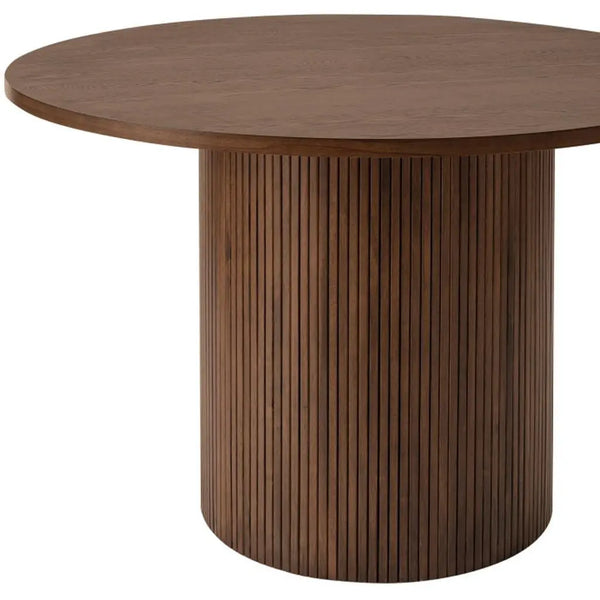 47" Walnut Solid Wood Pedestal Base Round Top Dining Table Homeroots Kitchen & Dining