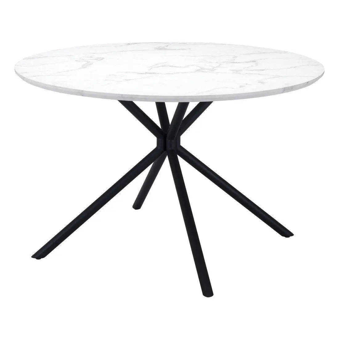 47" White And Black Rounded Steel Dining Table Homeroots Kitchen & Dining