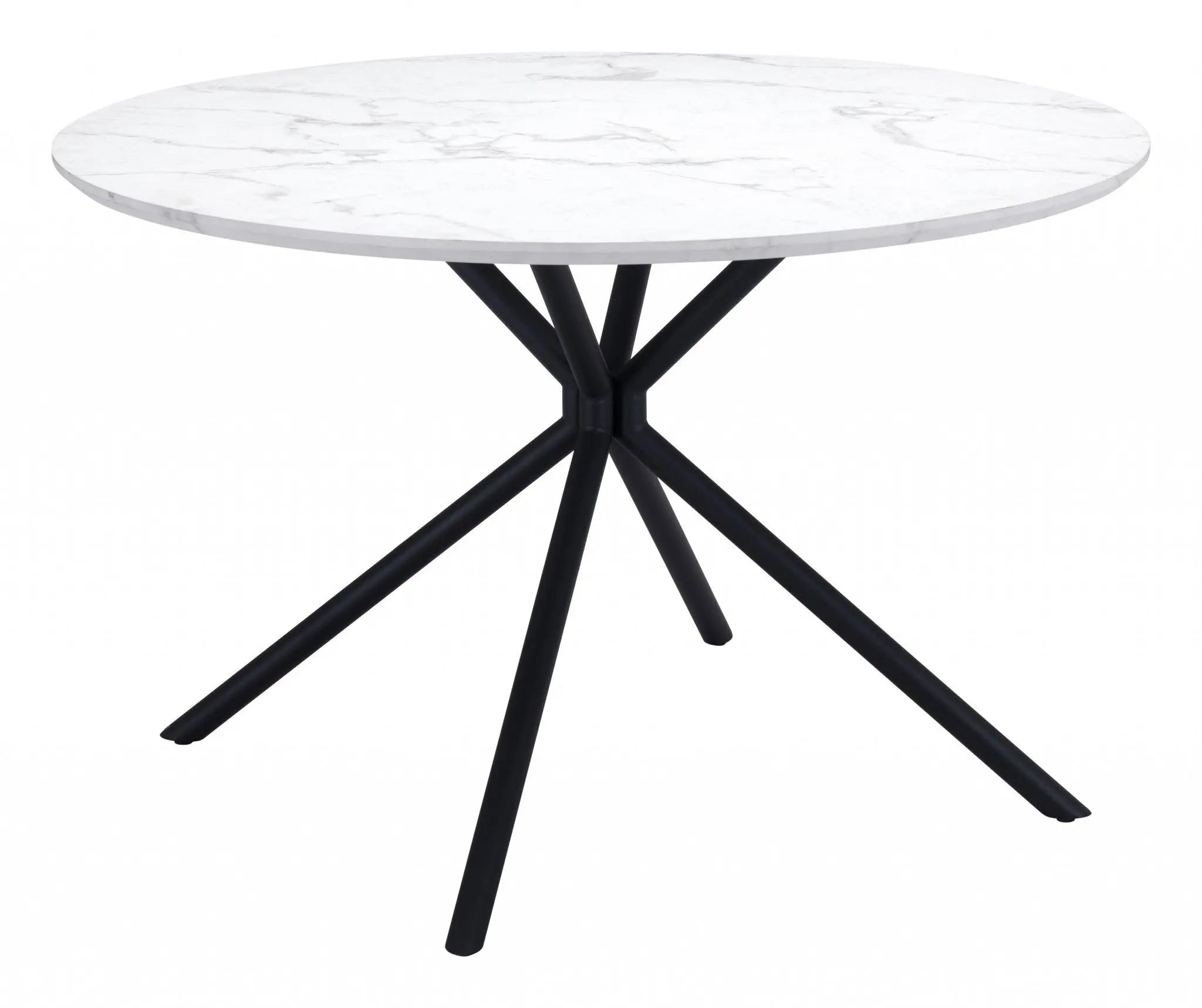 47" White And Black Rounded Steel Dining Table Homeroots Kitchen & Dining