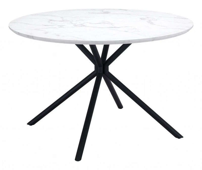 47" White And Black Rounded Steel Dining Table Homeroots Kitchen & Dining