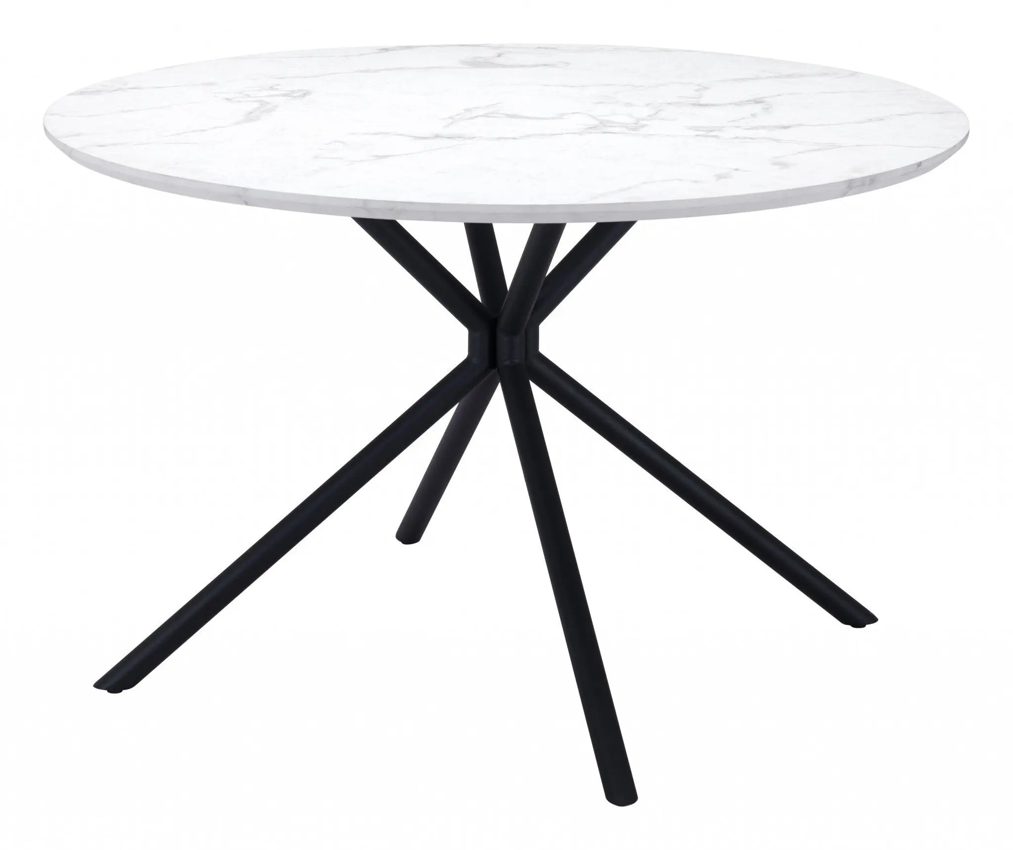 47" White And Black Rounded Steel Dining Table Homeroots Kitchen & Dining