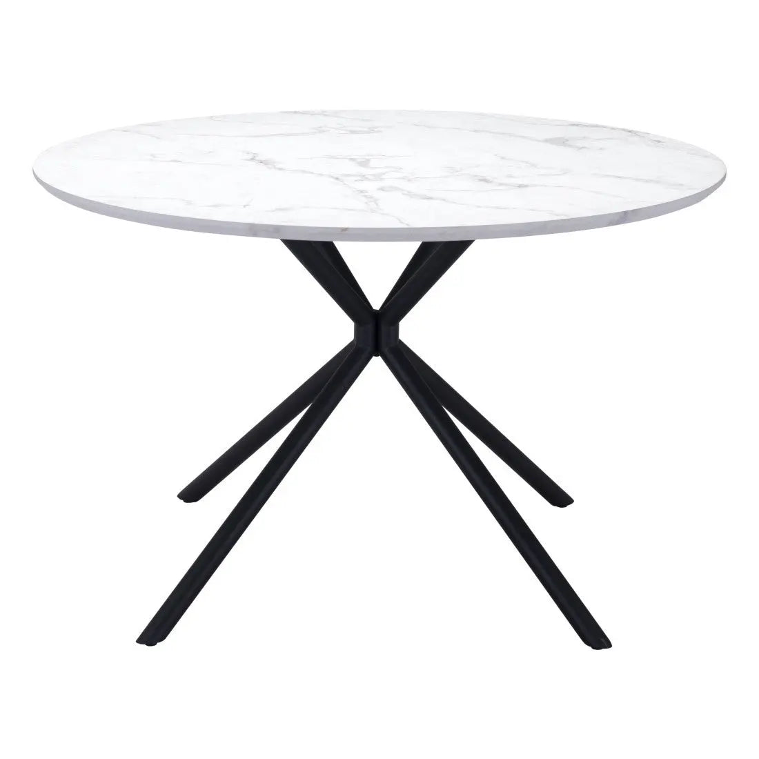 47" White And Black Rounded Steel Dining Table Homeroots Kitchen & Dining