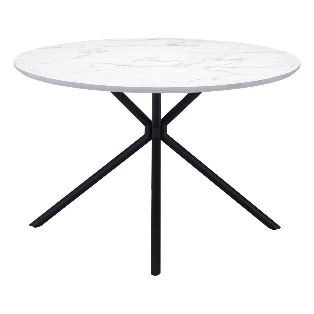 47" White And Black Rounded Steel Dining Table Homeroots Kitchen & Dining