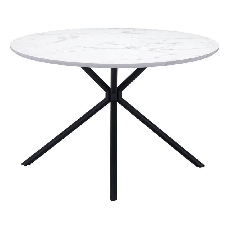 47" White And Black Rounded Steel Dining Table Homeroots Kitchen & Dining